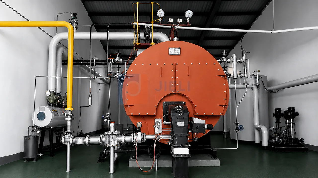Caldera de vapor industrial WNS con quemador y tuberías Caldera de vapor industrial WNS con quemador y tuberías