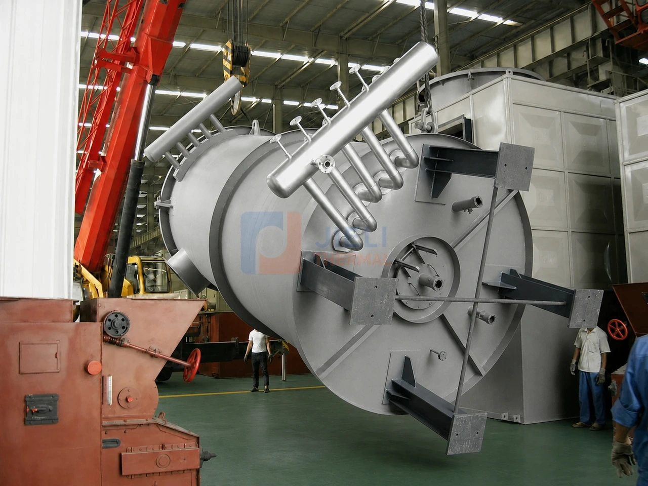 YL-500 gas fired thermal oil heater body during workshop fabrication