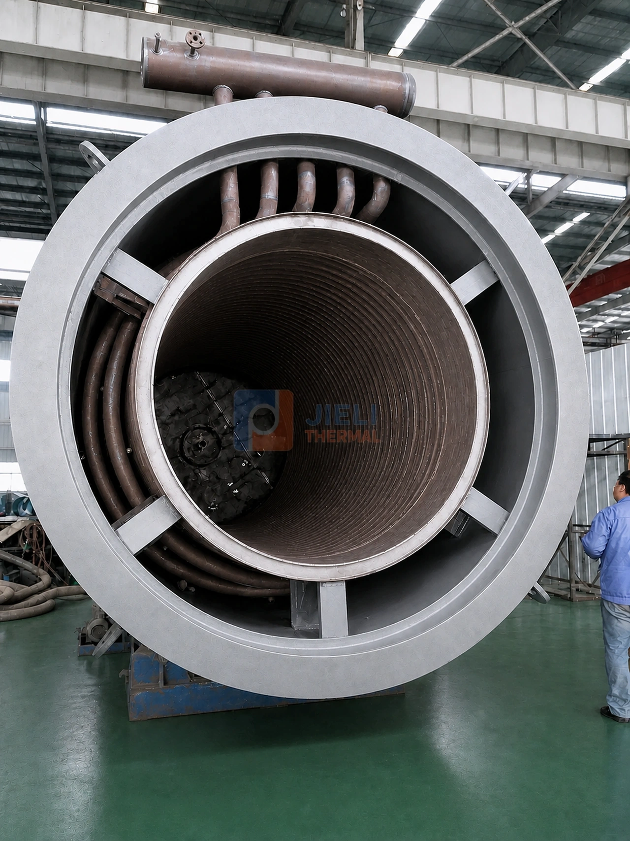 YL-500 gas fired thermal oil heater inner coil in workshop fabrication YL-500 gas fired thermal oil heater inner coil in workshop fabrication