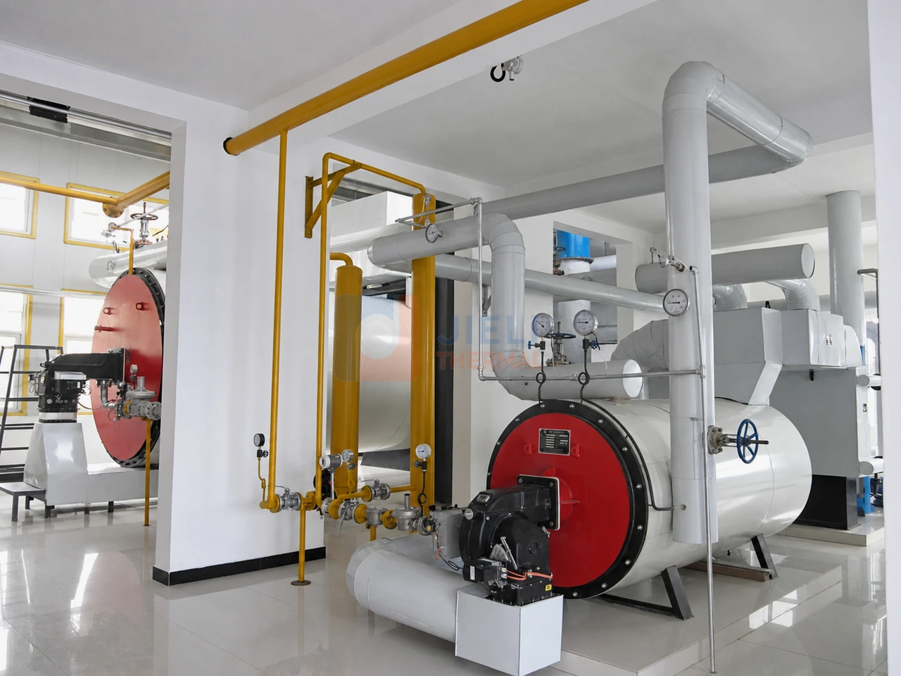 YW-500 gas fired thermal oil heater installed system view one