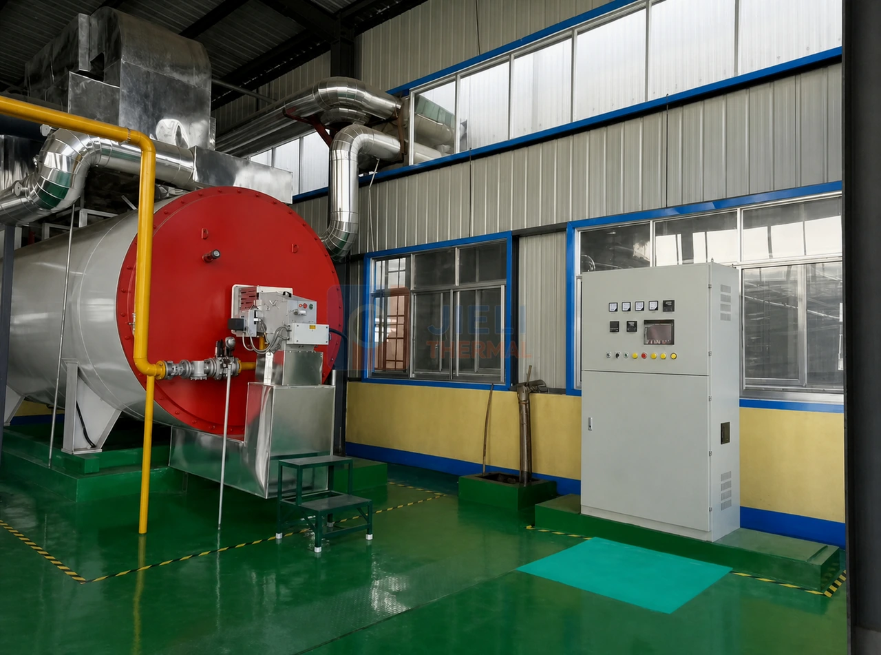 YW-500 thermal fluid heater installed system view two